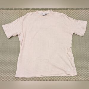 Cream Short Sleeve Textured Jersey Tee by Percival